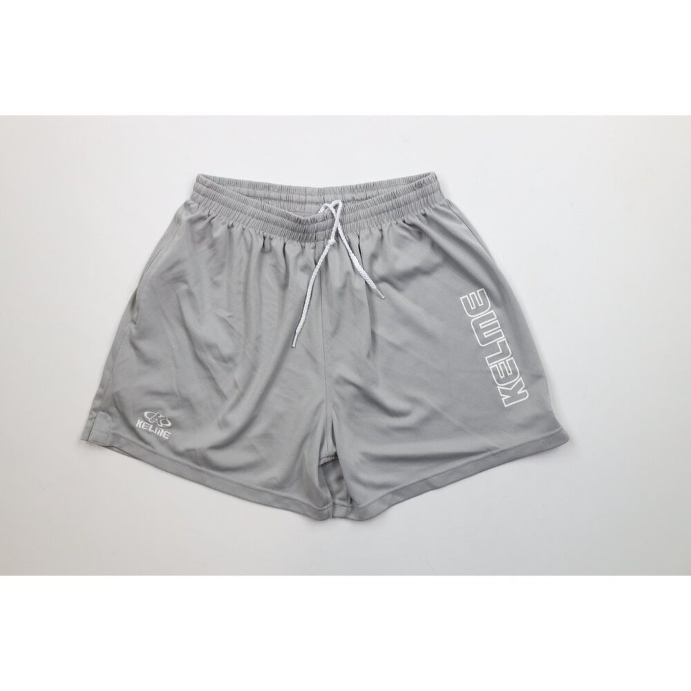 Vtg 90s Kelme Futbol Mens XL Spell Out Above Knee Soccer Shorts Gray Polyester